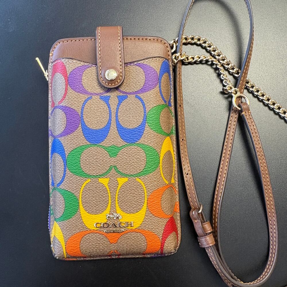 Coach Pride Phone Crossbody In Rainbow Signature Canvas C9943